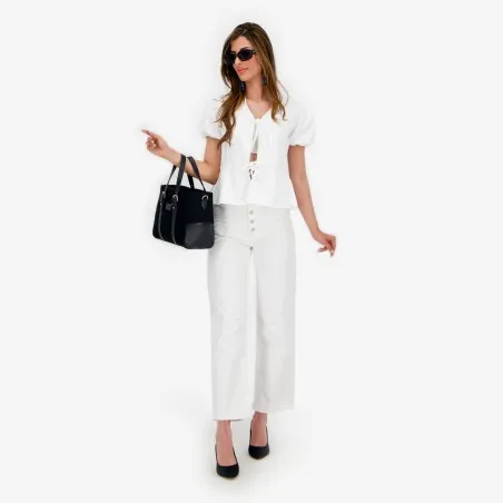 Blouse femme manches bouffantes avec noeuds sur le devant-TASNIM - KONTAKT