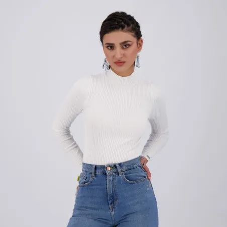 Body femme col cheminé en maille fine - KONTAKT