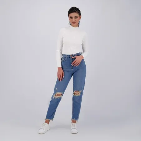 Body femme col cheminé en maille fine - KONTAKT