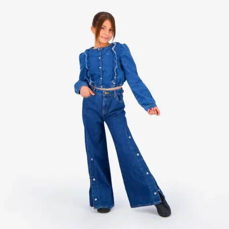 Blouse fille boutonnée avec volant - KONTAKT
