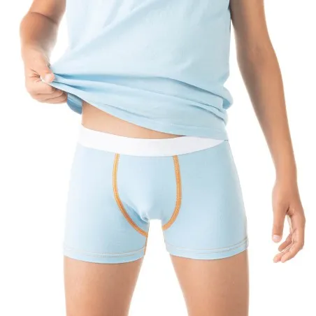 Boxer garçon avec surpiqures contrastées en coton stretch - KONTAKT