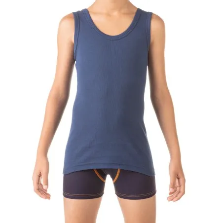 Boxer garçon avec surpiqures contrastées en coton stretch - KONTAKT
