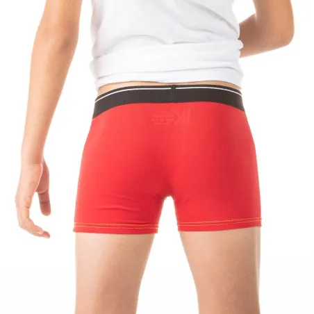 Boxer garçon avec surpiqures contrastées en coton stretch - KONTAKT
