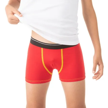 Boxer garçon avec surpiqures contrastées en coton stretch - KONTAKT