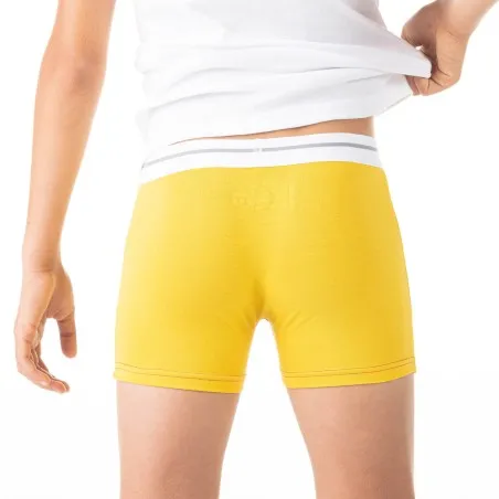 Boxer garçon avec surpiqures contrastées en coton stretch - KONTAKT