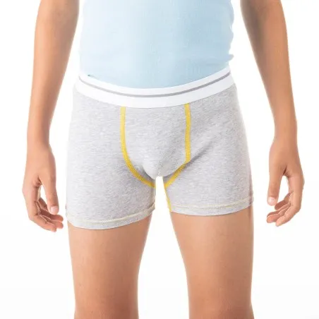 Boxer garçon avec surpiqures contrastées en coton stretch - KONTAKT