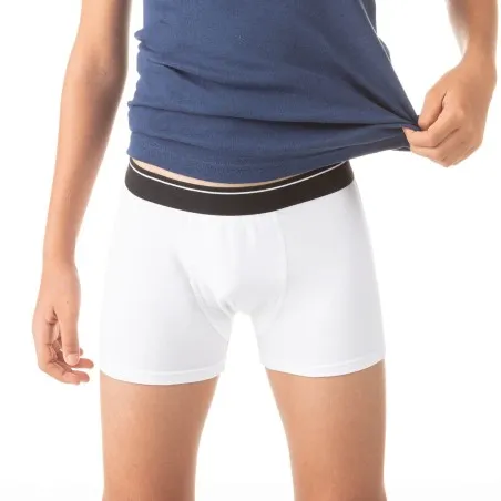 Boxer garçon avec surpiqures contrastées en coton stretch - KONTAKT