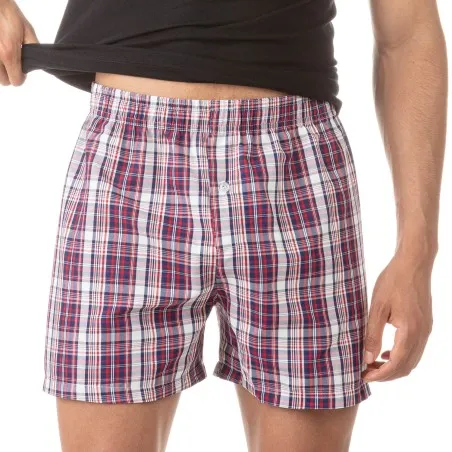Caleçon chaine & trame homme à carreaux en coton pur - KONTAKT