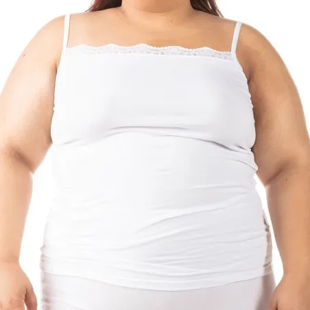 Caraco bords dentelle grandes tailles en coton stretch - KONTAKT