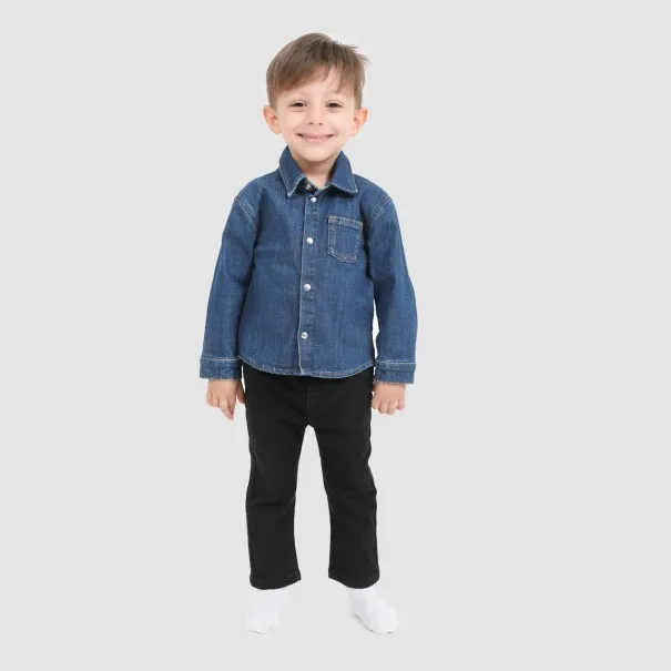 Chemise bébé avec poche poitrine en jeans - KONTAKT
