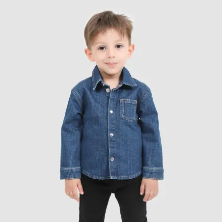 Chemise bébé avec poche poitrine en jeans - KONTAKT