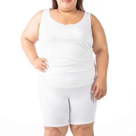 Débardeur grandes tailles en coton pur détail dentelle - KONTAKT