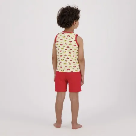 Ensemble bébé sans manches avec biais contrasté imprimé voiture - KONTAKT