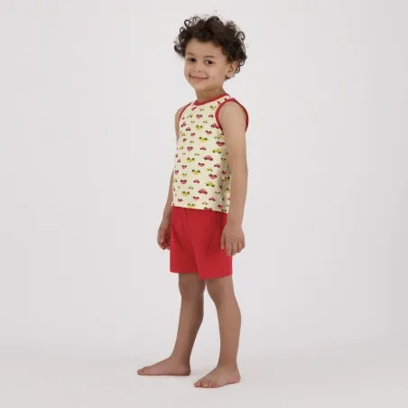 Ensemble bébé sans manches avec biais contrasté imprimé voiture - KONTAKT