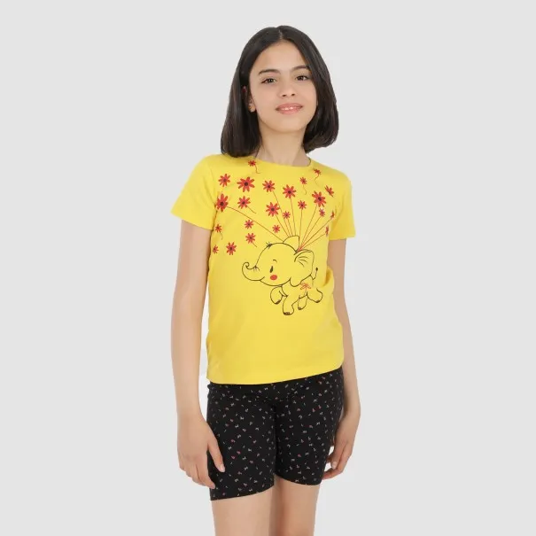 Ensemble fille t-shirt manches courtes et cycliste ELEPHANT - KONTAKT