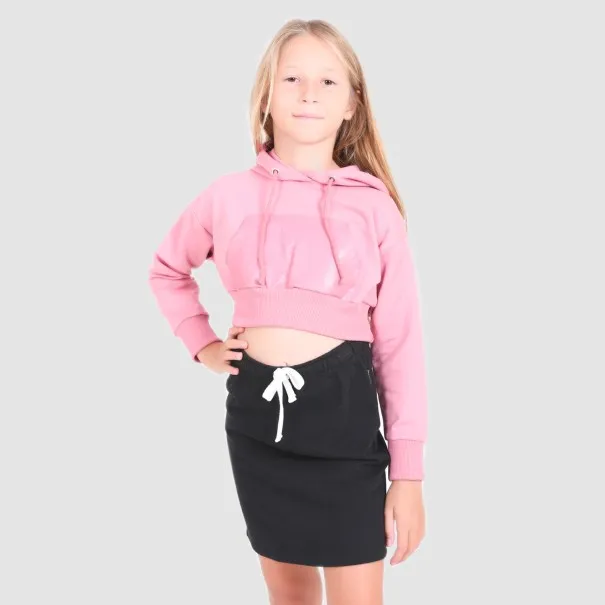 Hoodie crop fille avec effet métallique sur le poche - KONTAKT