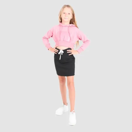 Hoodie crop fille avec effet métallique sur le poche - KONTAKT