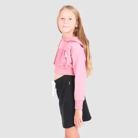 Hoodie crop fille avec effet métallique sur le poche - KONTAKT