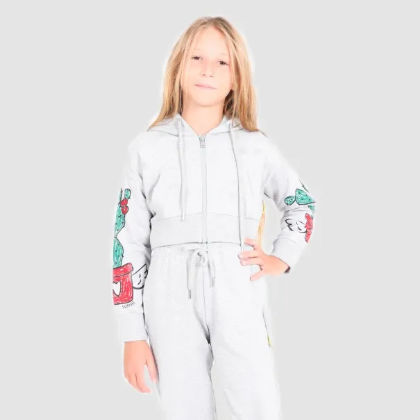 Hoodie crop zippé fille D'ONT WORRY I'M A CUTE CACTUS - KONTAKT