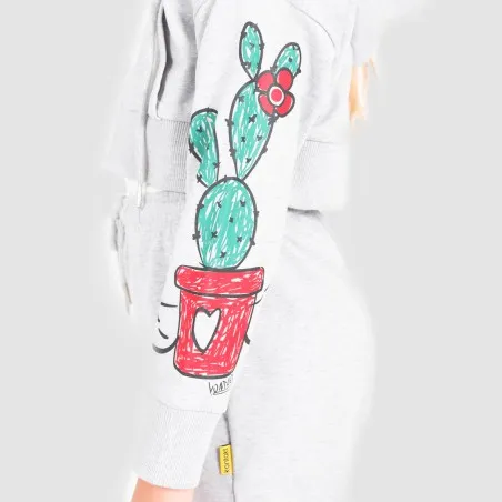 Hoodie crop zippé fille D'ONT WORRY I'M A CUTE CACTUS - KONTAKT