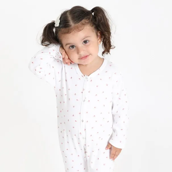 Grenouillère bébé avec bouton imprimé flower - KONTAKT