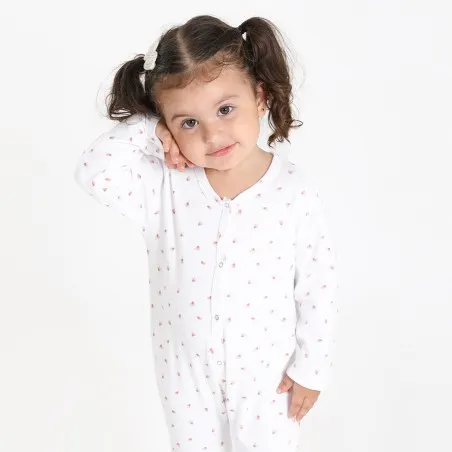 Grenouillère bébé avec bouton imprimé flower - KONTAKT