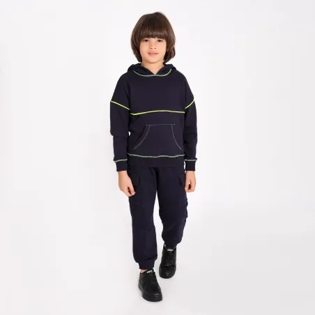 Hoodie garçon oversized avec piping contrasté - KONTAKT