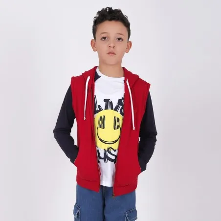 Hoodie zippé garçon sans manches - KONTAKT