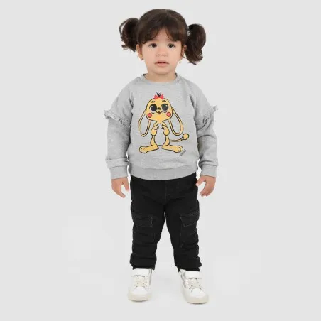 Jogger cargo bébé avec ceinture en cote en jeans - KONTAKT