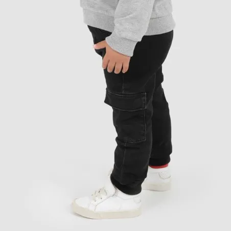 Jogger cargo bébé avec ceinture en cote en jeans - KONTAKT
