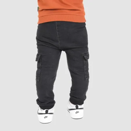 Jogger cargo bébé avec ceinture en cote en jeans - KONTAKT