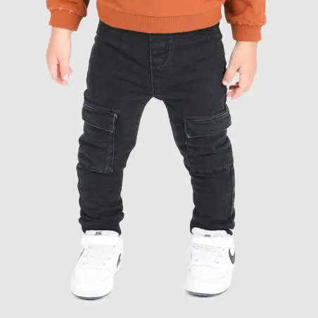 Jogger cargo bébé avec ceinture en cote en jeans - KONTAKT