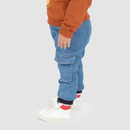 Jogger cargo bébé avec ceinture en cote en jeans - KONTAKT