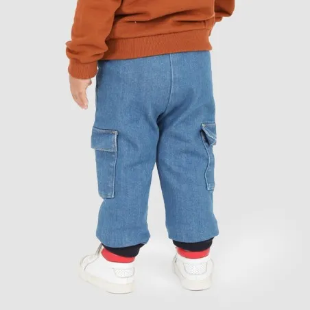 Jogger cargo bébé avec ceinture en cote en jeans - KONTAKT