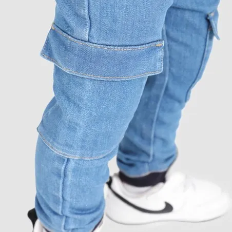 Jogger cargo bébé avec ceinture en cote en jeans - KONTAKT
