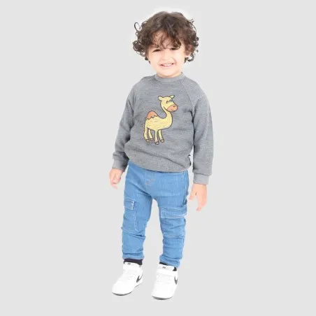 Jogger cargo bébé avec ceinture en cote en jeans - KONTAKT