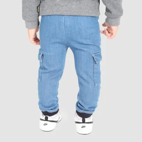 Jogger cargo bébé avec ceinture en cote en jeans - KONTAKT