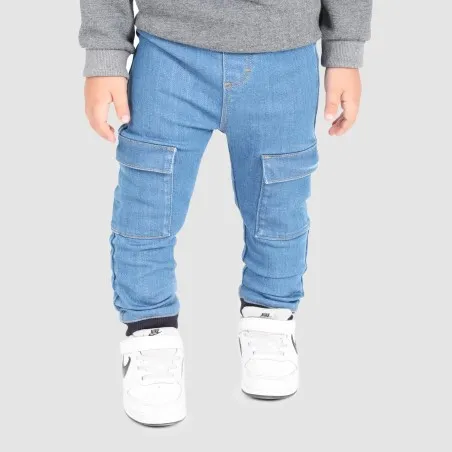 Jogger cargo bébé avec ceinture en cote en jeans - KONTAKT