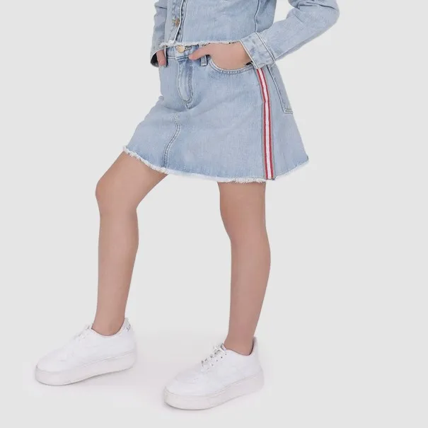 Jupe fille en jeans avec bande coté - KONTAKT
