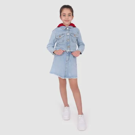 Jupe fille en jeans avec bande coté - KONTAKT