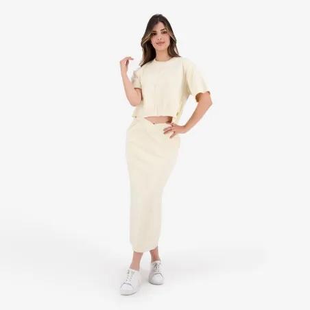 Jupe midi femme avec bande à la taille croisée - KONTAKT