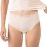 Lot de 2 slips taille mi-haute femme bords dentelle et coton stretch - KONTAKT