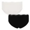 Lot de 2 slips taille mi-haute femme bords dentelle et coton stretch - KONTAKT