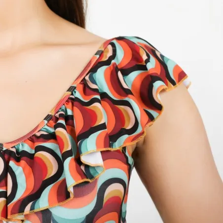 Maillot de bain femme avec volant imprimé retro - KONTAKT