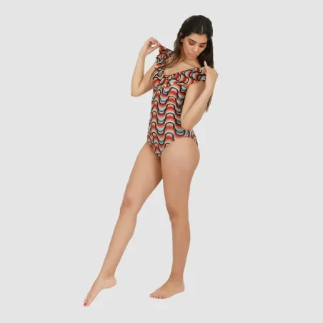 Maillot de bain femme avec volant imprimé retro - KONTAKT