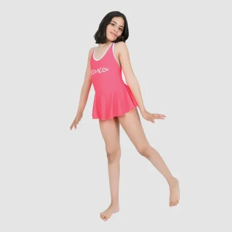 Maillot de bain fille avec volant et biais contrasté - KONTAKT