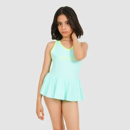 Maillot de bain fille avec volant et biais contrasté - KONTAKT