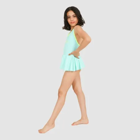 Maillot de bain fille avec volant et biais contrasté - KONTAKT