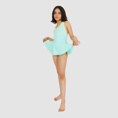 Maillot de bain fille avec volant et biais contrasté - KONTAKT
