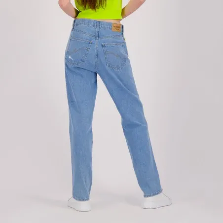 Mid-waist straight jeans femme avec patch et repair work - MADIHA - KONTAKT